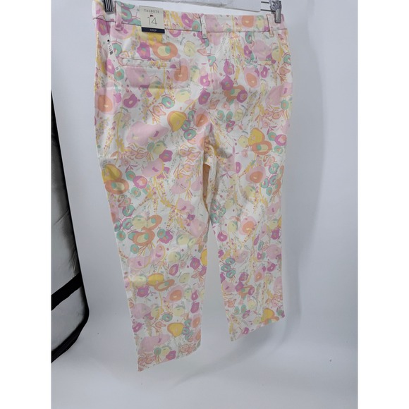 Talbots Crop Pants Women 14 Floral Print Pink Yellow Mint Green flattering New - Picture 11 of 14